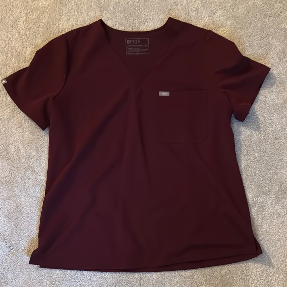 Figs Burgandy Caterina Scrub Top